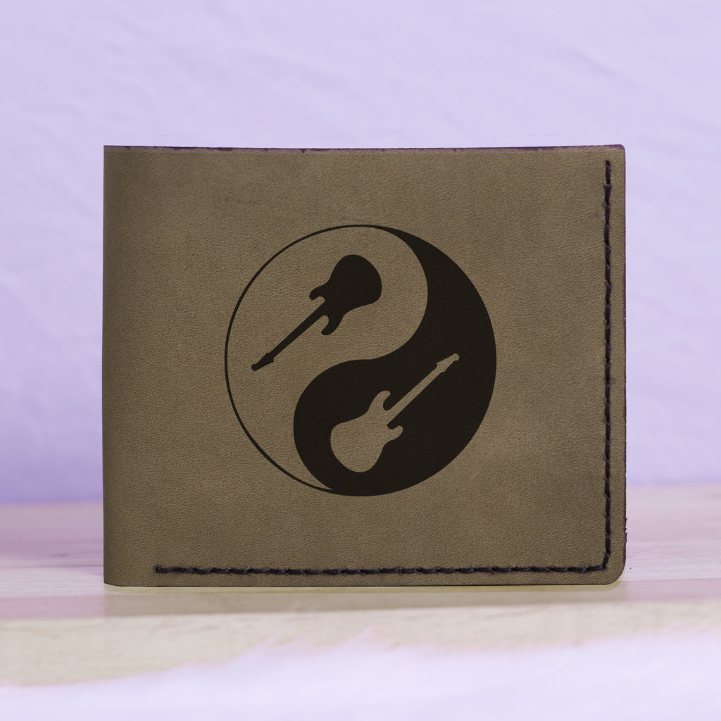 Men's Yin Yang Handmade Genuine Leather Blocking Bifold Wallet MHLT_01_GRN
