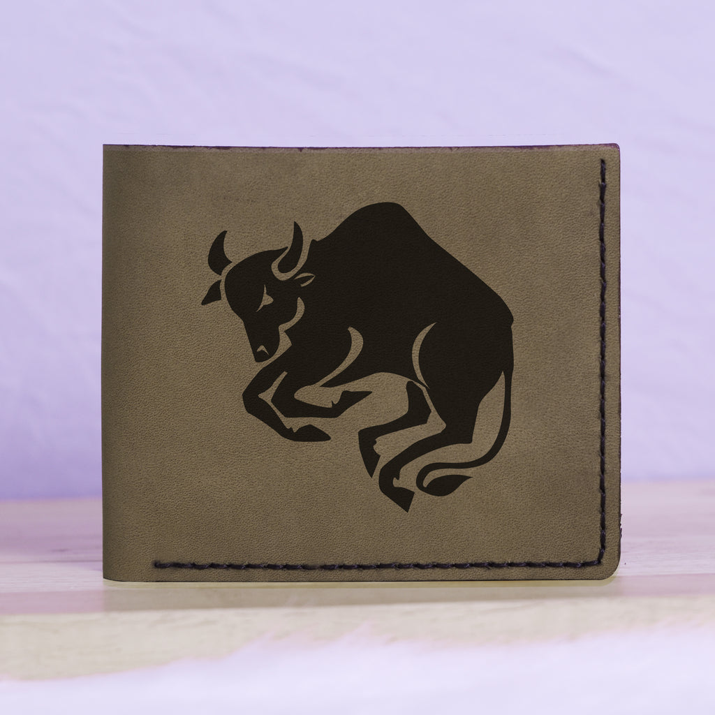 Men's Astrology Horoscope 1 Genuine Leather Blocking Bifold Wallet MHLT_01_GRN