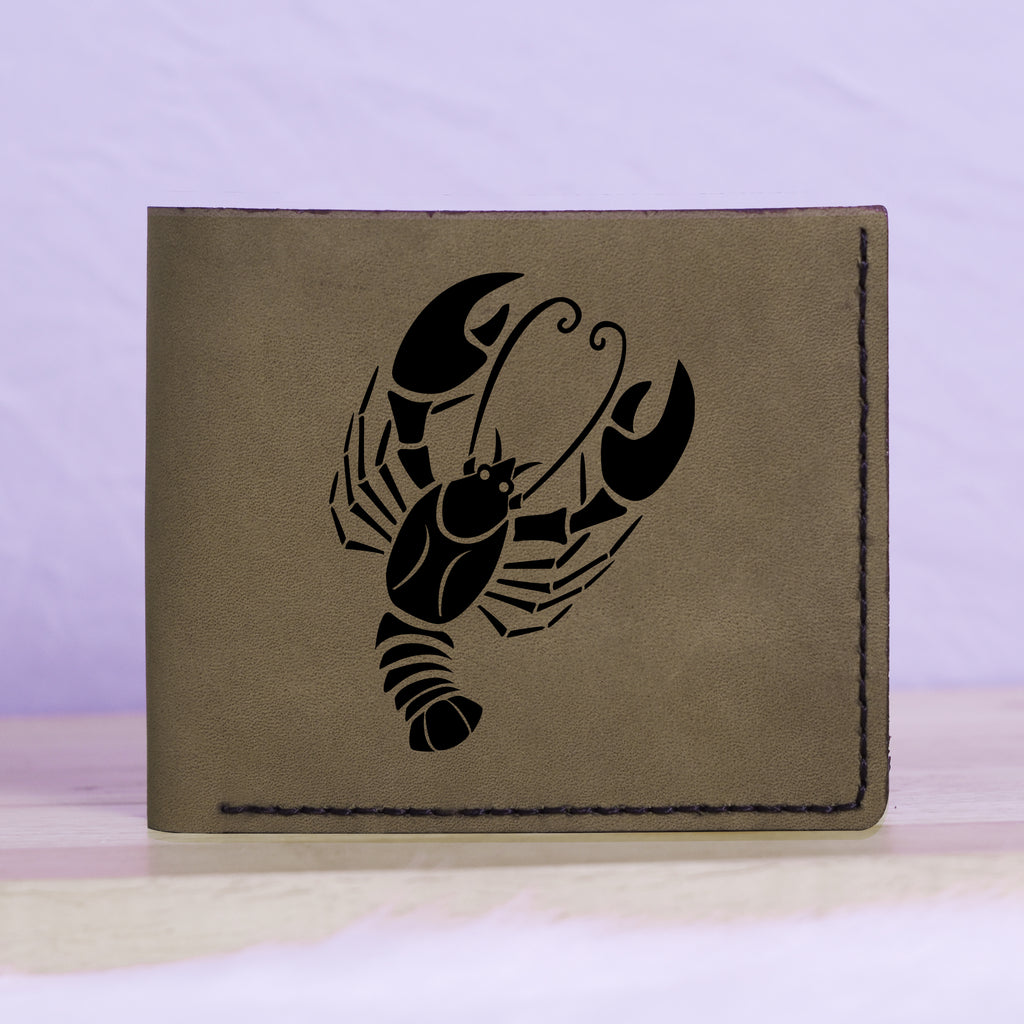 Men's Astrology Horoscope 1 Genuine Leather Blocking Bifold Wallet MHLT_01_GRN