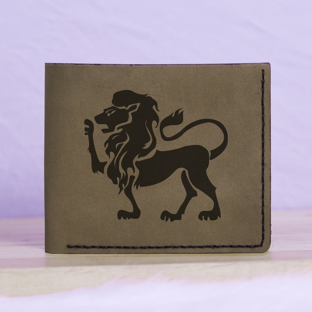 Men's Astrology Horoscope 1 Genuine Leather Blocking Bifold Wallet MHLT_01_GRN