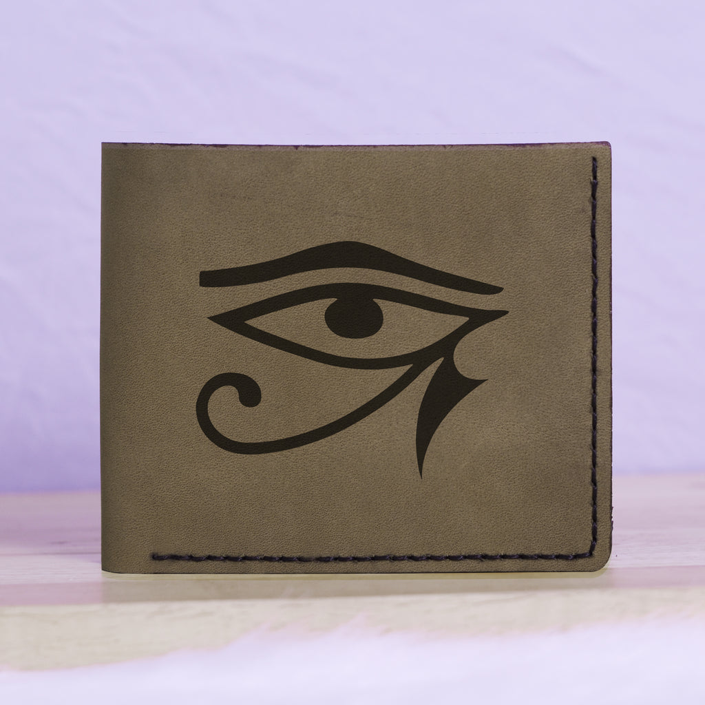 Men's The Eye Of Ra & Horus Genuine Leather Blocking Bifold Wallet MHLT_01_GRN