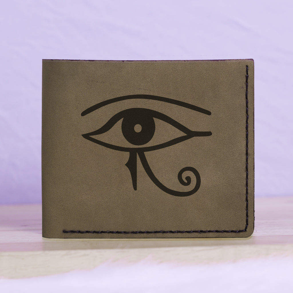 Men's The Eye Of Ra & Horus Genuine Leather Blocking Bifold Wallet MHLT_01_GRN