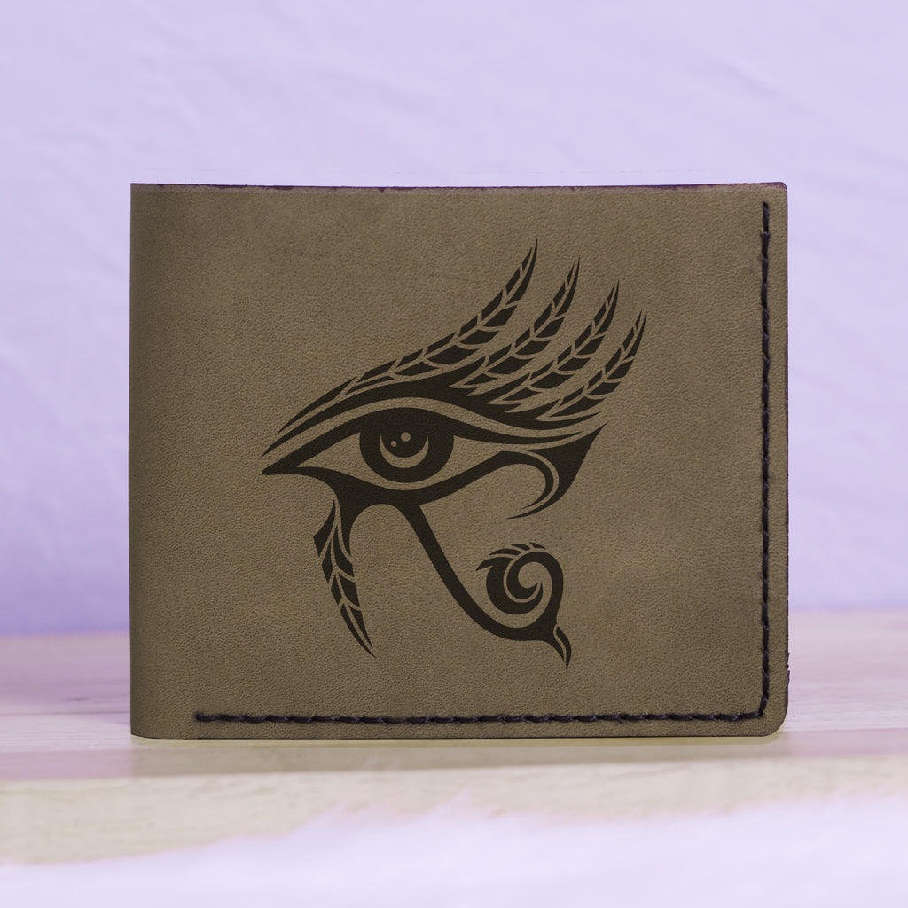 Men's The Eye Of Ra & Horus Genuine Leather Blocking Bifold Wallet MHLT_01_GRN