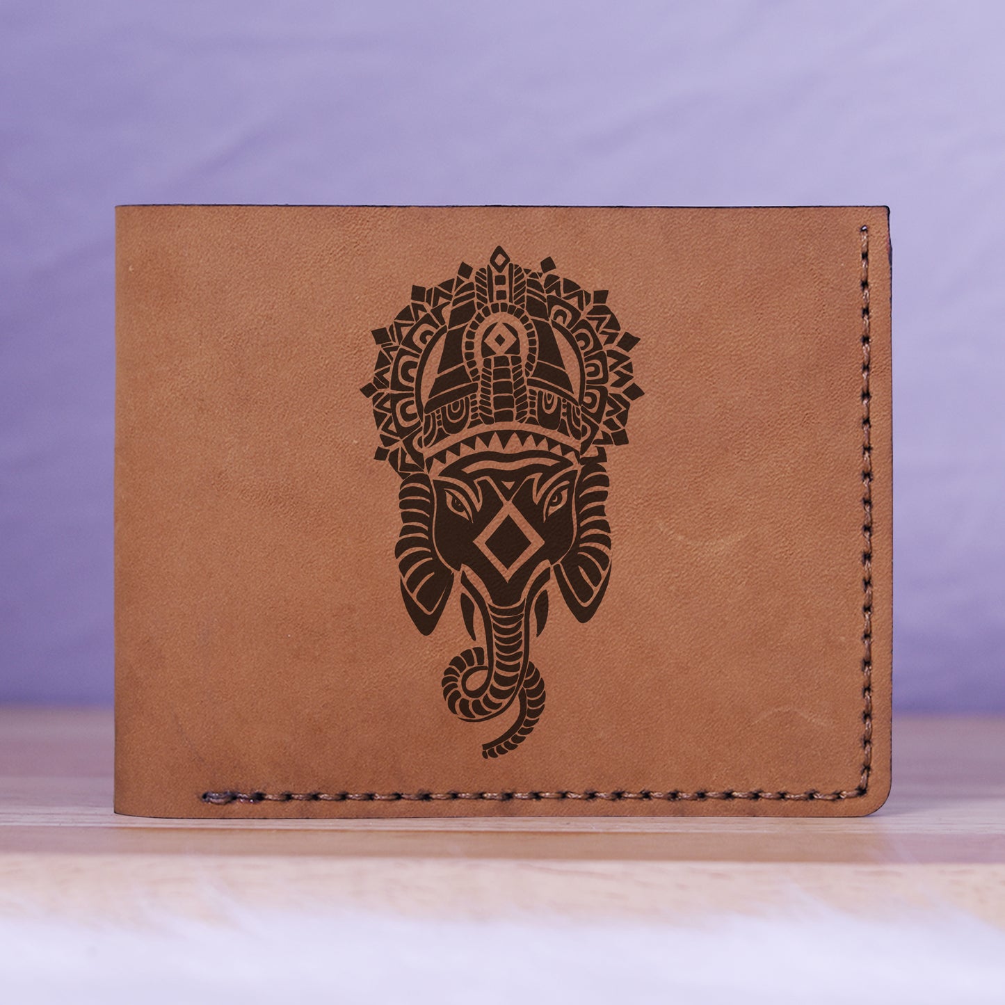 Men's Seal & Indian Elephant Genuine Leather Blocking Bifold Wallet MHLT_01_BRN