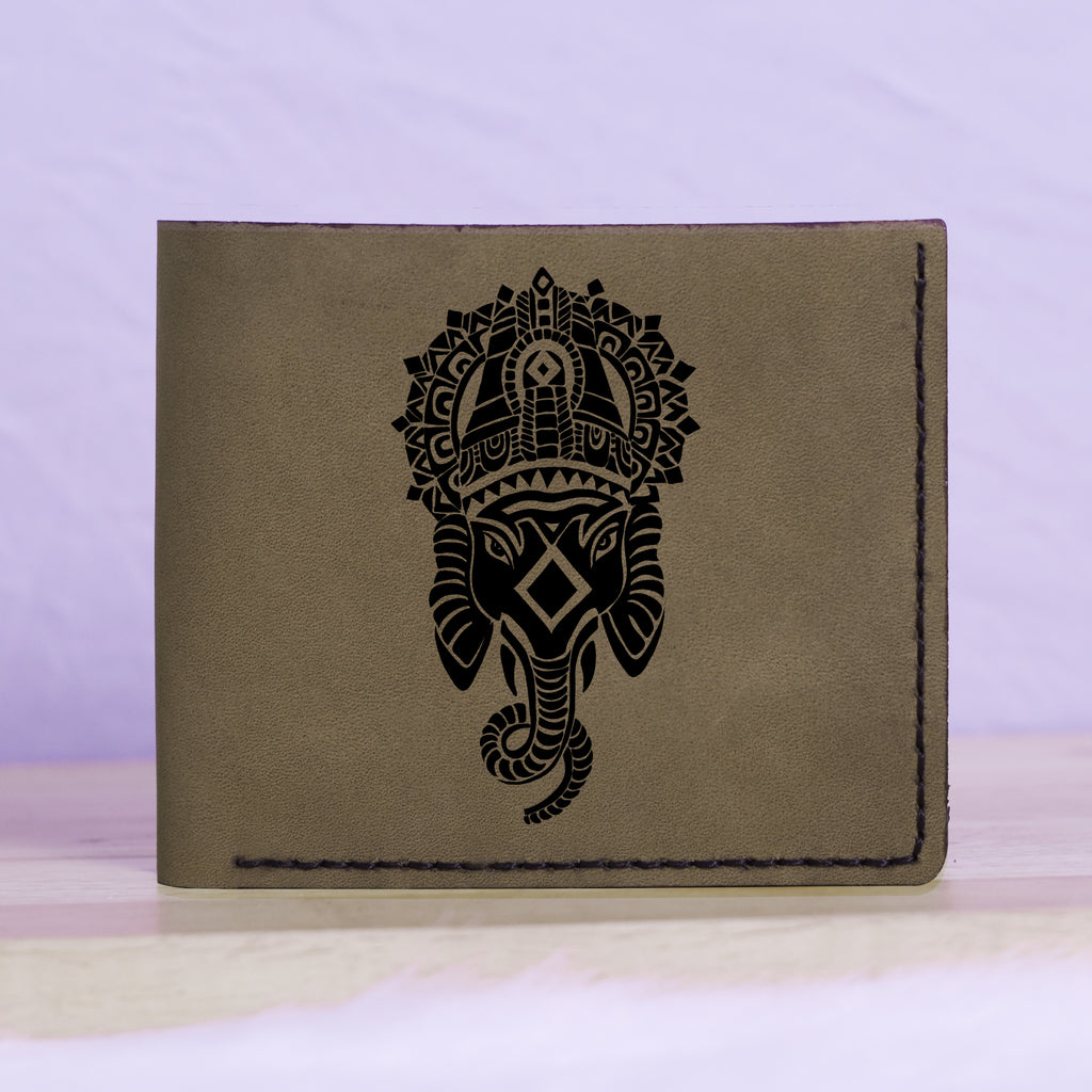Men's Seal & Indian Elephant Genuine Leather Blocking Bifold Wallet MHLT_01_GRN