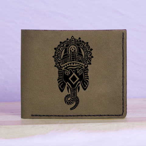 Men's Tribal Horse 2 Handmade Genuine Leather Blocking Bifold Wallet MHLT_02_BRN