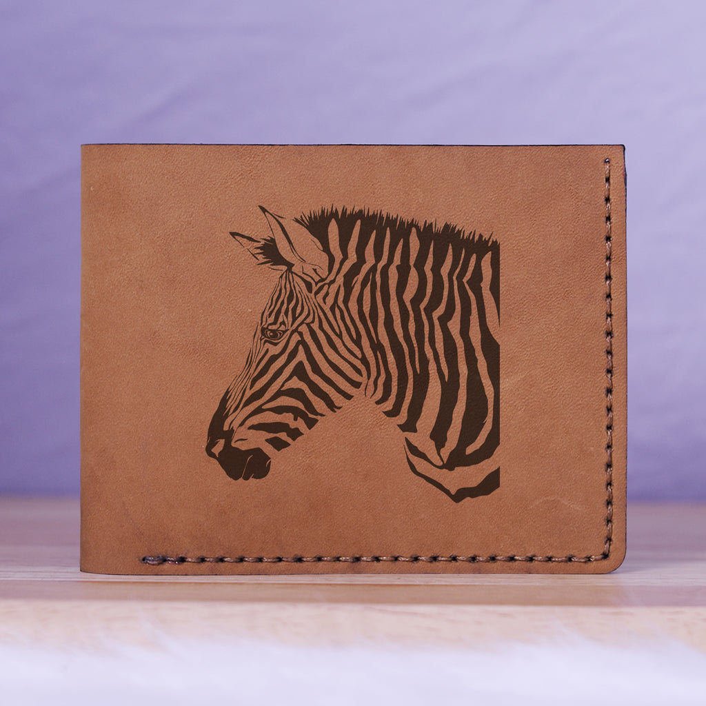 Men's Sharp Abstract Handmade Genuine Leather Blocking Bifold Wallet MHLT_01_BRN