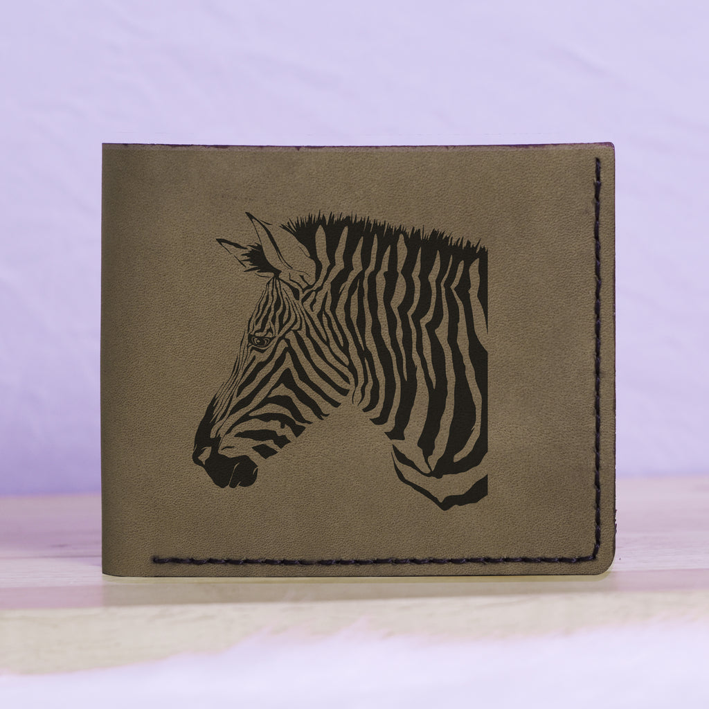 Men's Sharp Abstract Handmade Genuine Leather Blocking Bifold Wallet MHLT_01_GRN