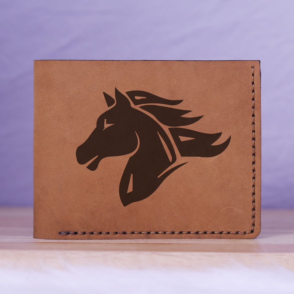 Men's Tribal Horse 1 Handmade Genuine Leather Blocking Bifold Wallet MHLT_01_BRN