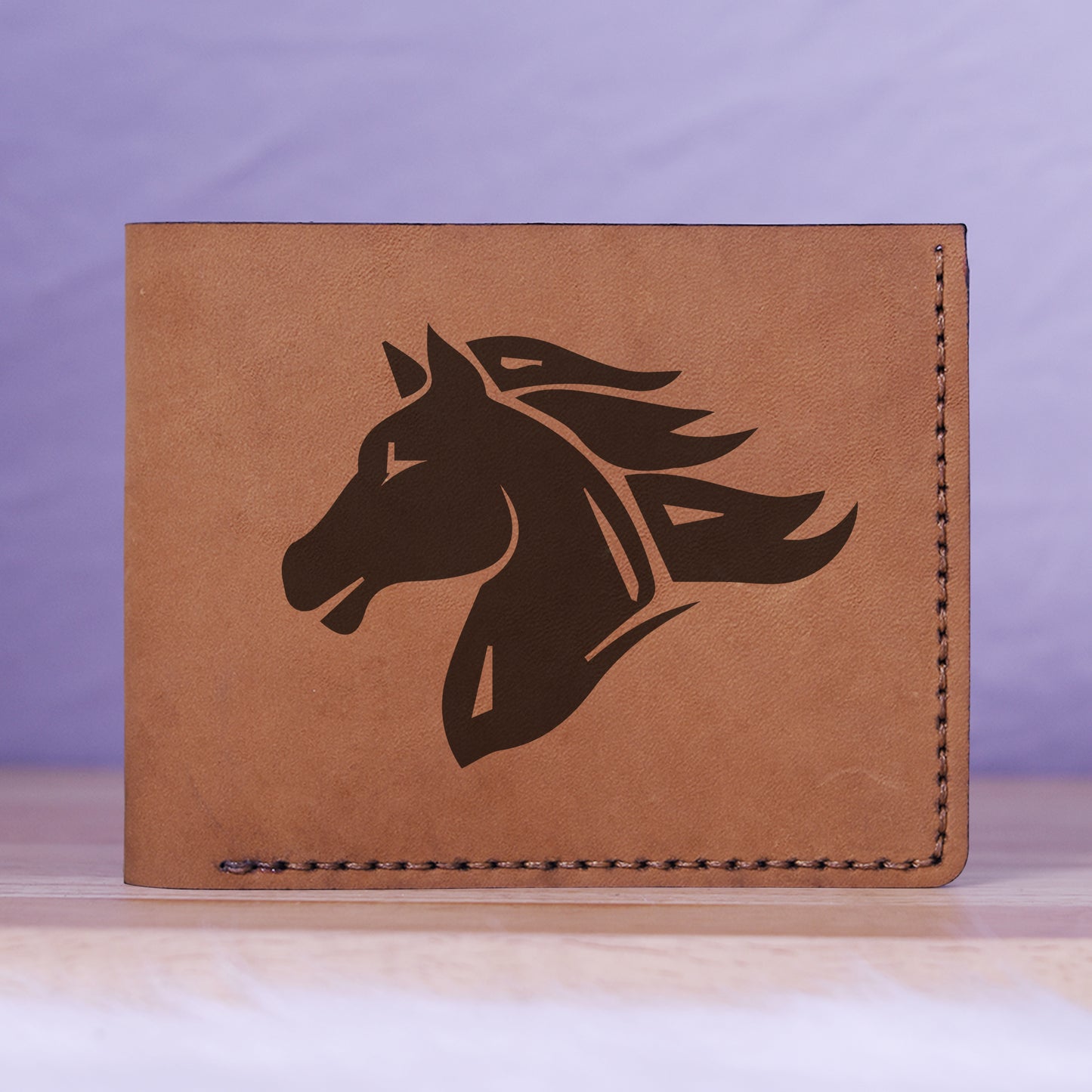 Men's Tribal Horse 1 Handmade Genuine Leather Blocking Bifold Wallet MHLT_01_BRN