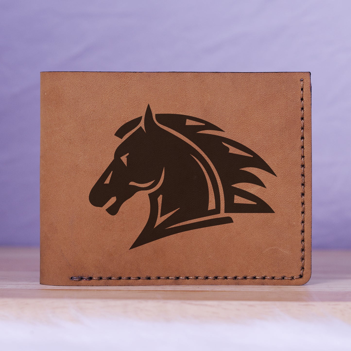 Men's Tribal Horse 1 Handmade Genuine Leather Blocking Bifold Wallet MHLT_01_BRN