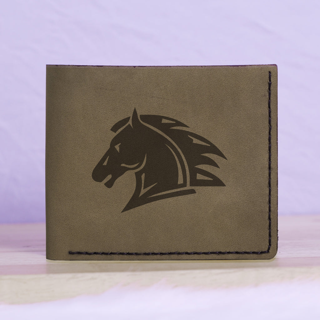 Men's Tribal Horse 1 Handmade Genuine Leather Blocking Bifold Wallet MHLT_01_GRN