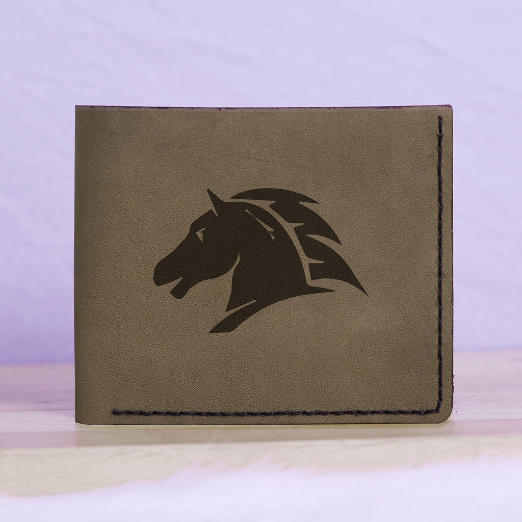Men's Tribal Horse 1 Handmade Genuine Leather Blocking Bifold Wallet MHLT_01_GRN