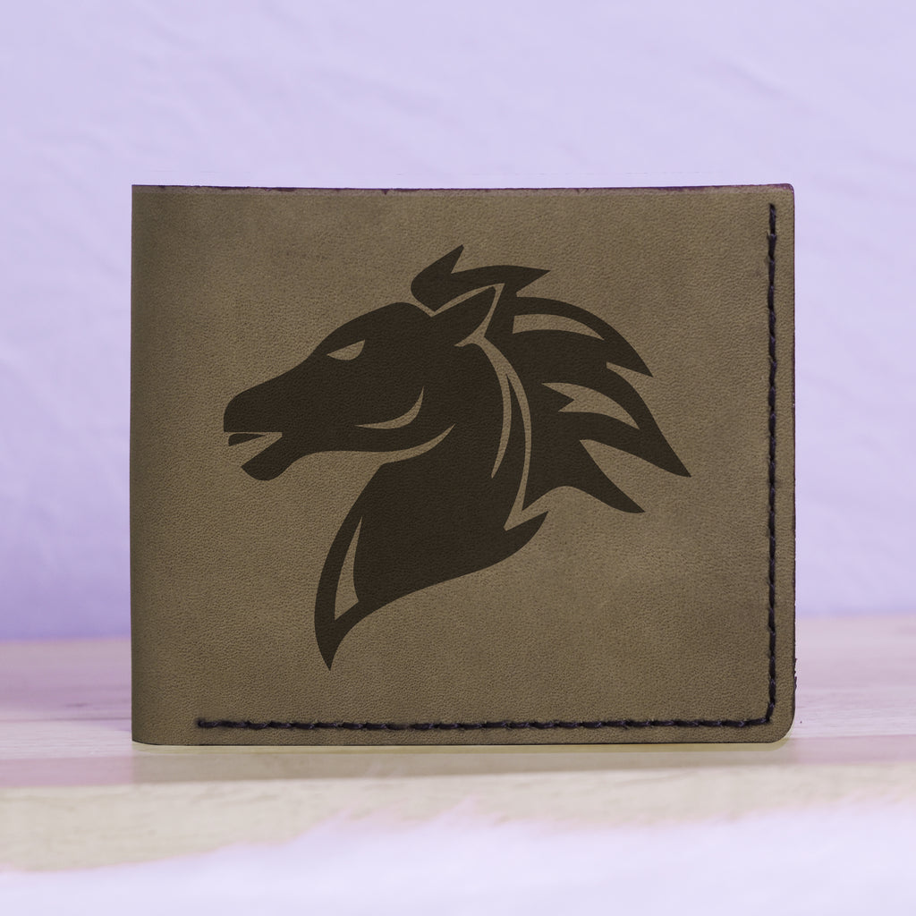 Men's Tribal Horse 1 Handmade Genuine Leather Blocking Bifold Wallet MHLT_01_GRN