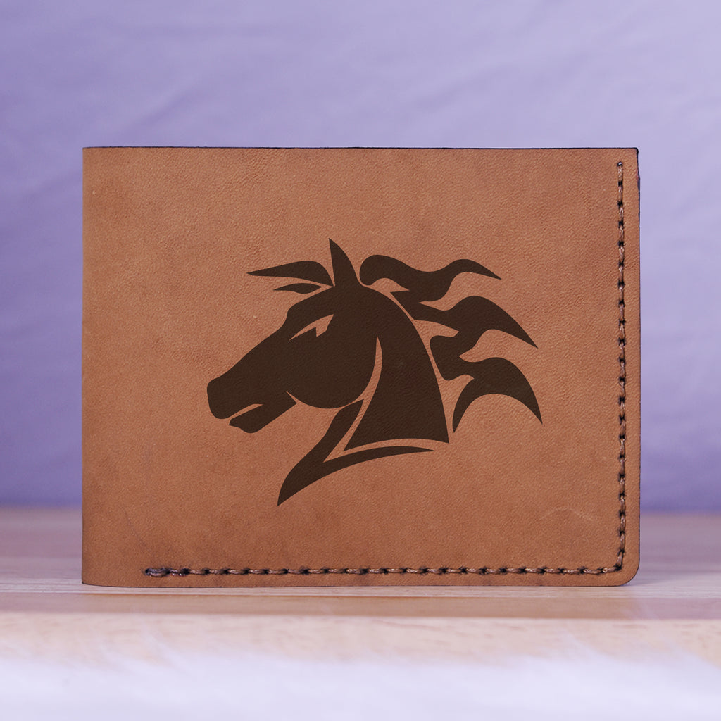 Men's Tribal Horse 1 Handmade Genuine Leather Blocking Bifold Wallet MHLT_01_BRN