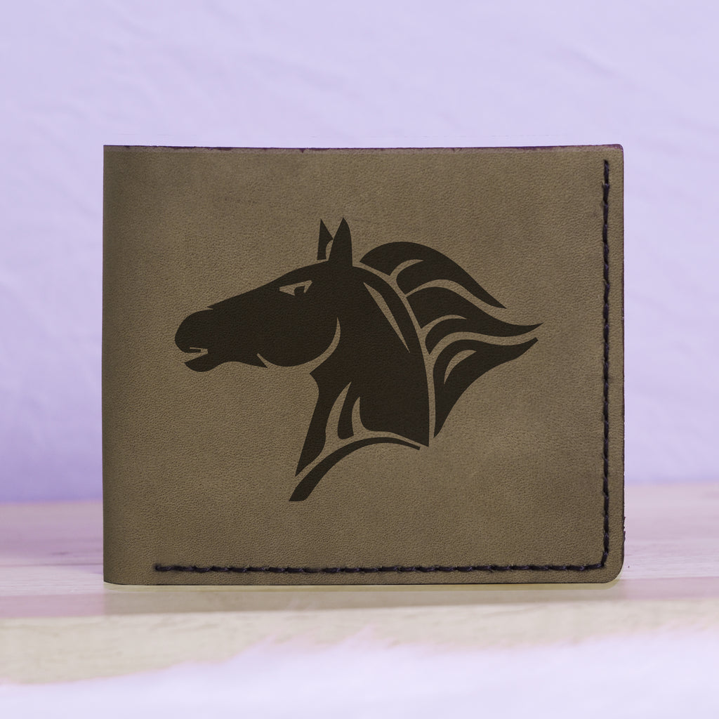 Men's Tribal Horse 1 Handmade Genuine Leather Blocking Bifold Wallet MHLT_01_GRN
