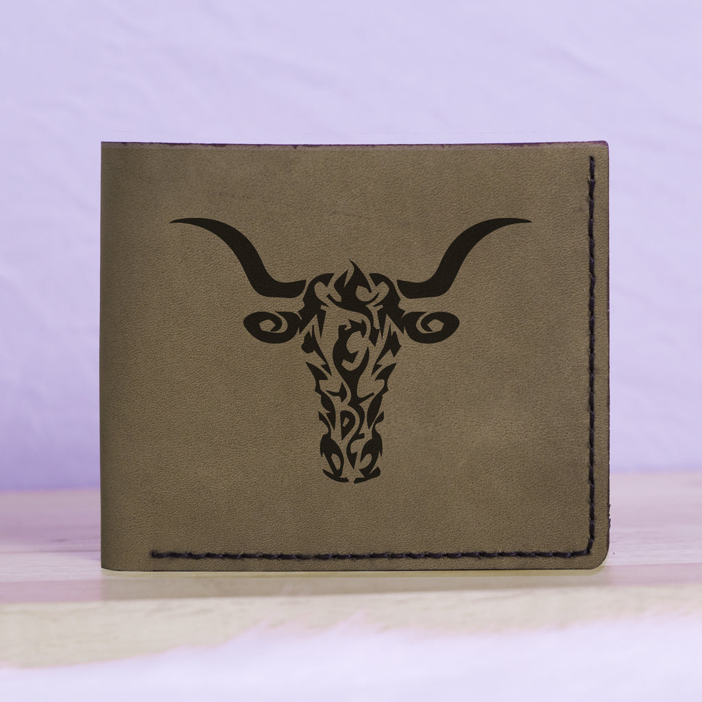 Men's Sharp Abstract Handmade Genuine Leather Blocking Bifold Wallet MHLT_01_GRN