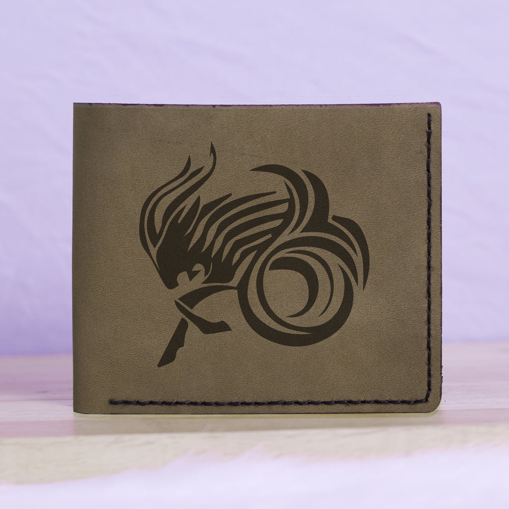 Men's Astrology Horoscope 2 Genuine Leather Blocking Bifold Wallet MHLT_01_GRN