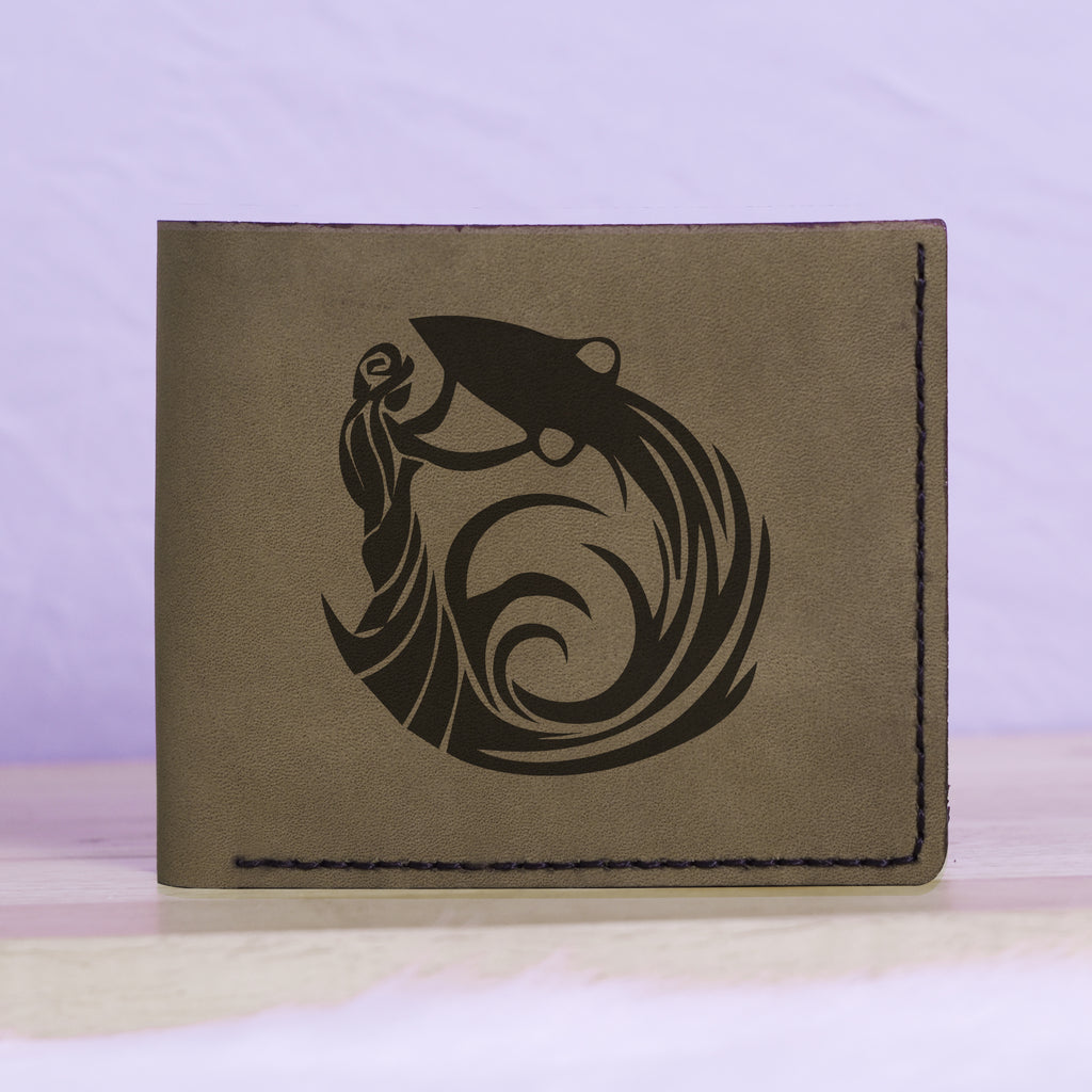 Men's Astrology Horoscope 2 Genuine Leather Blocking Bifold Wallet MHLT_01_GRN