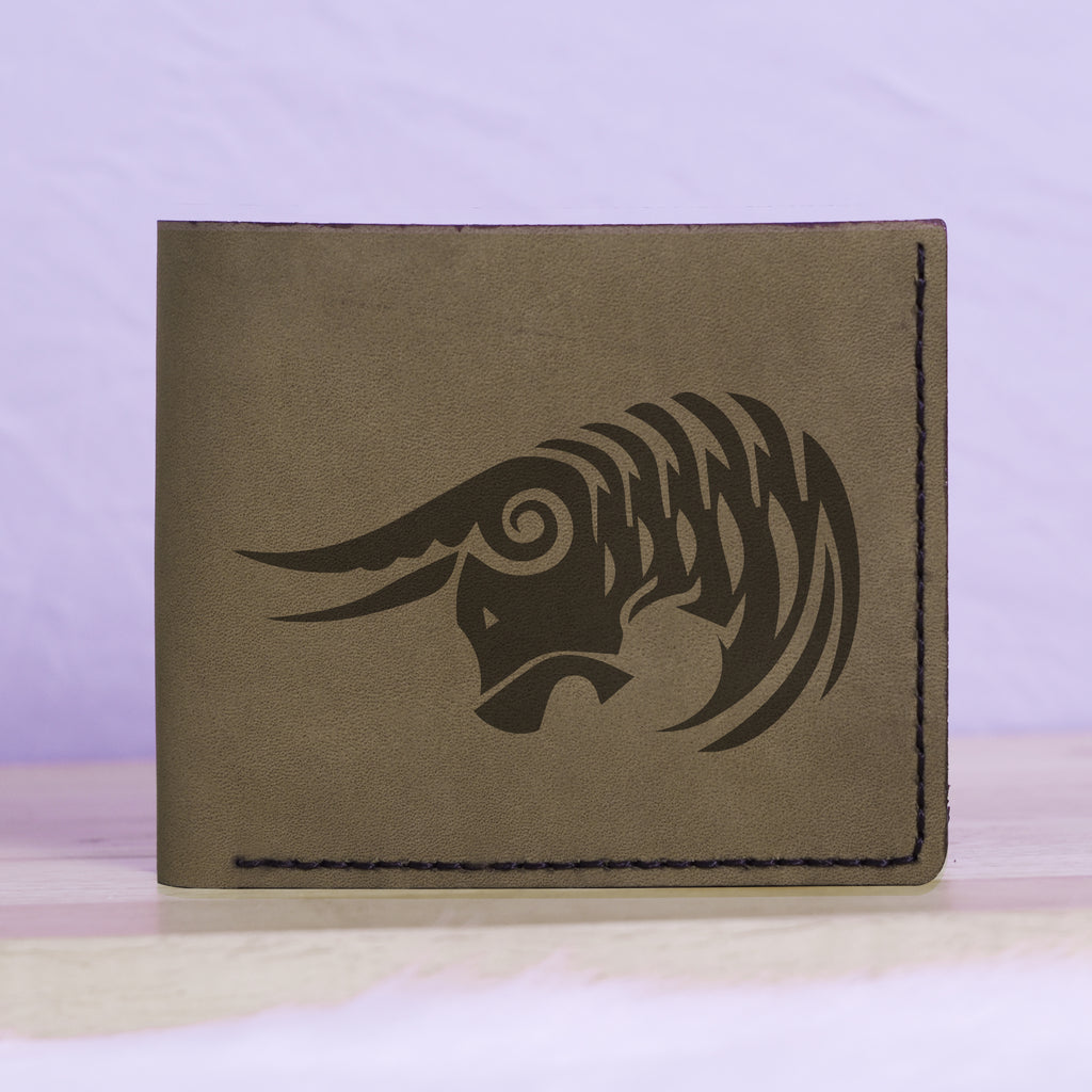 Men's Astrology Horoscope 2 Genuine Leather Blocking Bifold Wallet MHLT_01_GRN