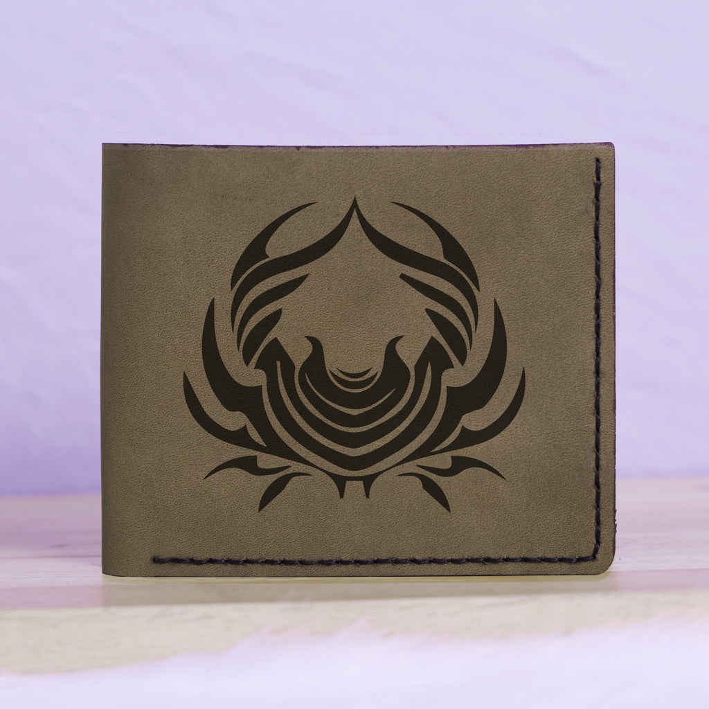 Men's Astrology Horoscope 2 Genuine Leather Blocking Bifold Wallet MHLT_01_GRN