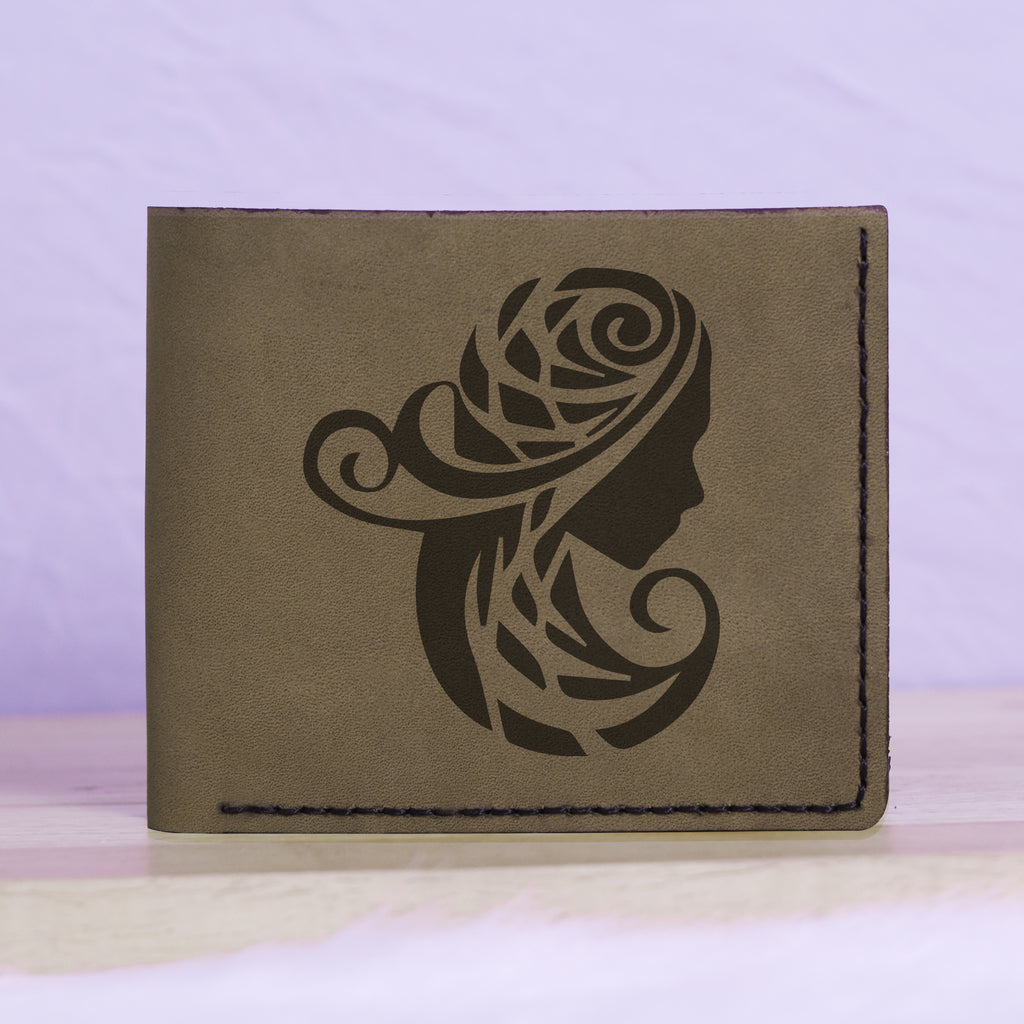 Men's Astrology Horoscope 2 Genuine Leather Blocking Bifold Wallet MHLT_01_GRN