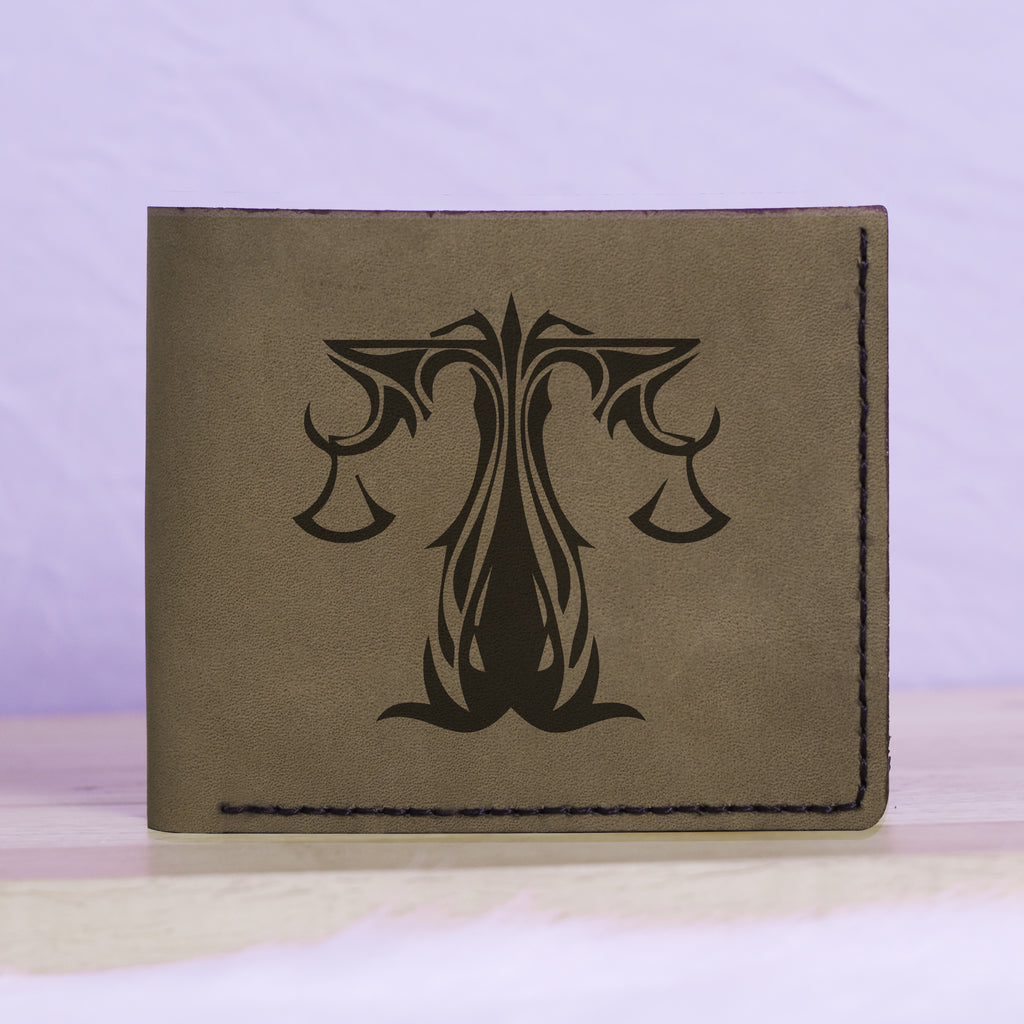 Men's Astrology Horoscope 2 Genuine Leather Blocking Bifold Wallet MHLT_01_GRN