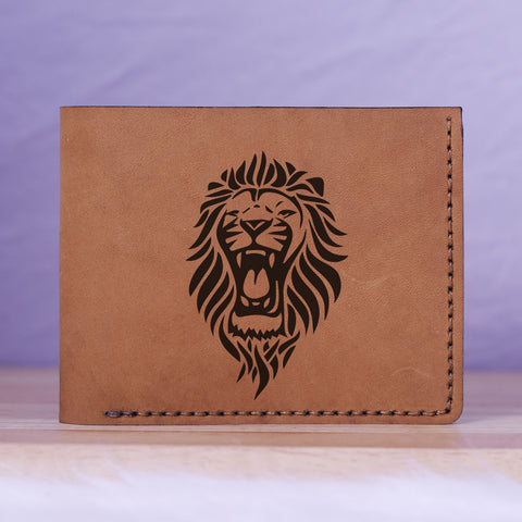 Men's Tribal Horse 2 Handmade Genuine Leather Blocking Bifold Wallet MHLT_02_BRN
