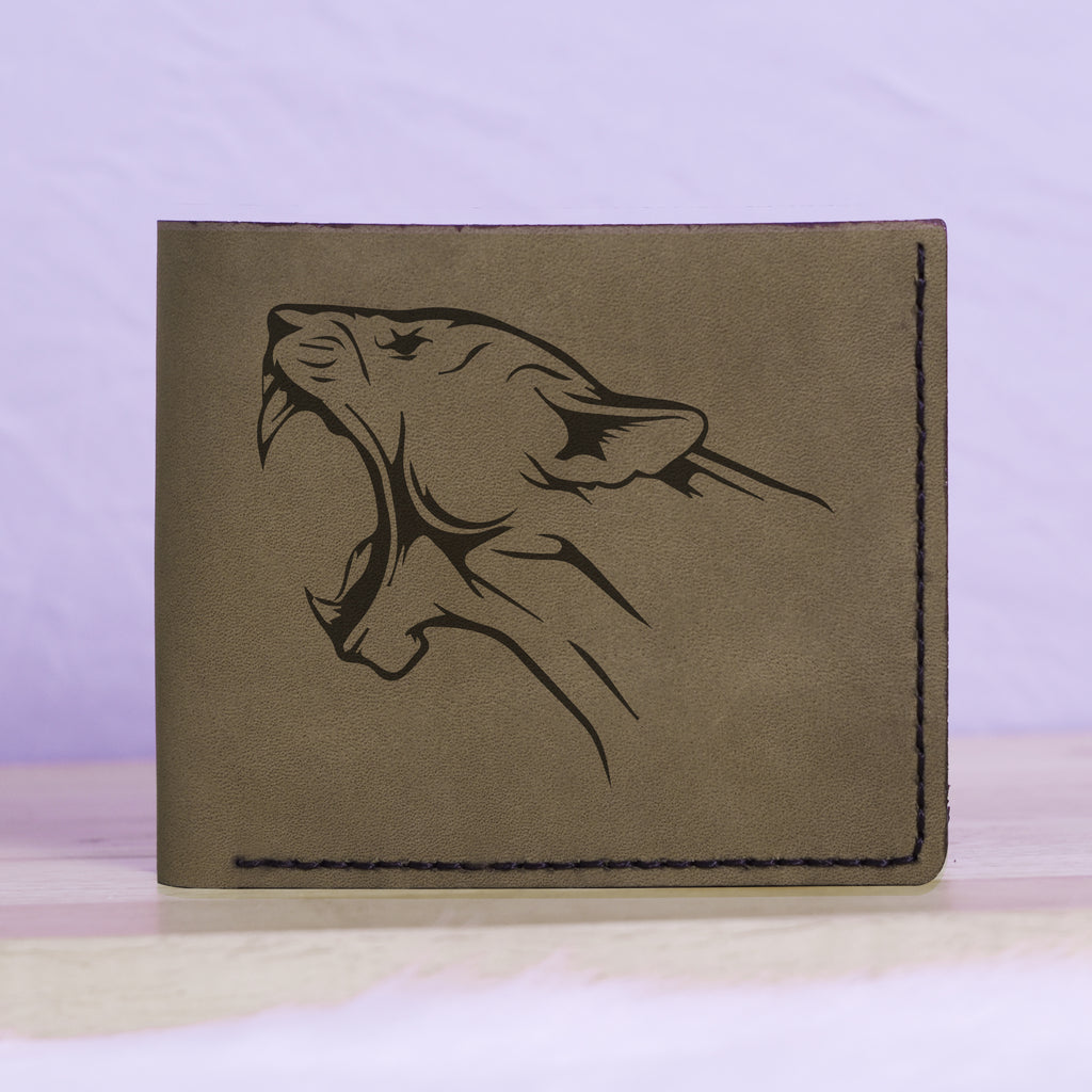 Men's Lion Tatoo Style Natural Genuine Leather Blocking Bifold Wallet MHLT_01_GRN