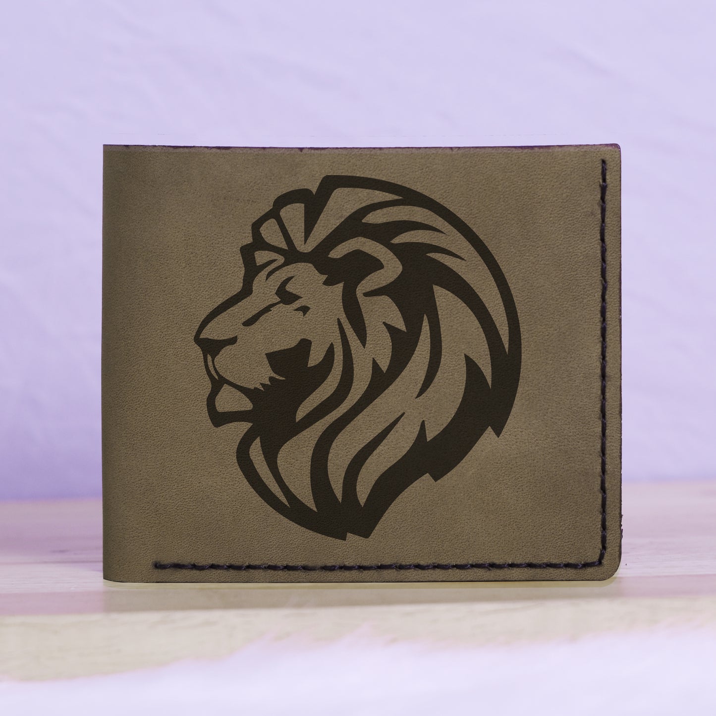 Men's Lion Tatoo Style Natural Genuine Leather Blocking Bifold Wallet MHLT_01_GRN
