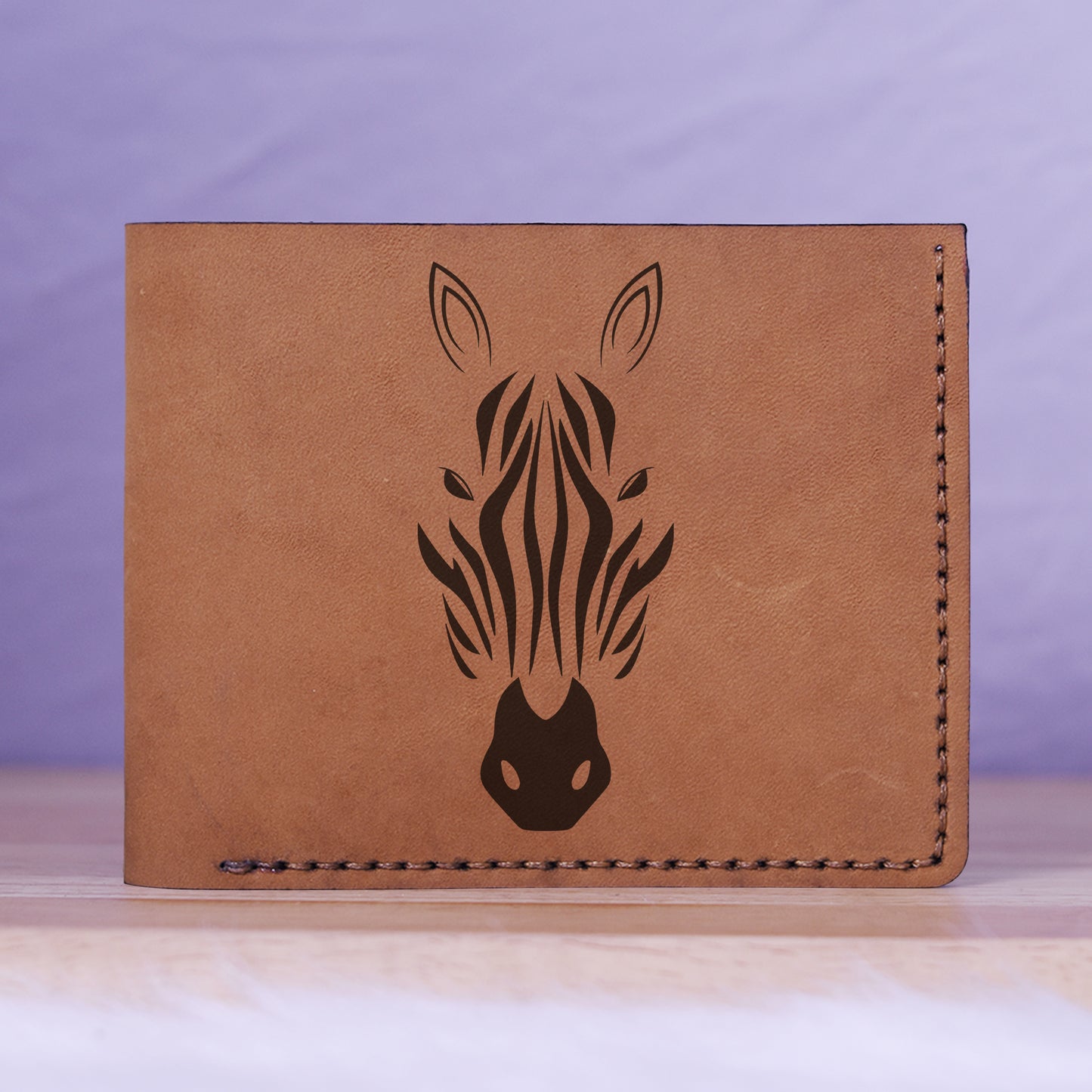 Men's Tribal Horse 2 Handmade Genuine Leather Blocking Bifold Wallet MHLT_01_BRN