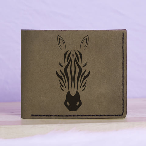 Men's Tribal Horse 2 Handmade Genuine Leather Blocking Bifold Wallet MHLT_02_BRN