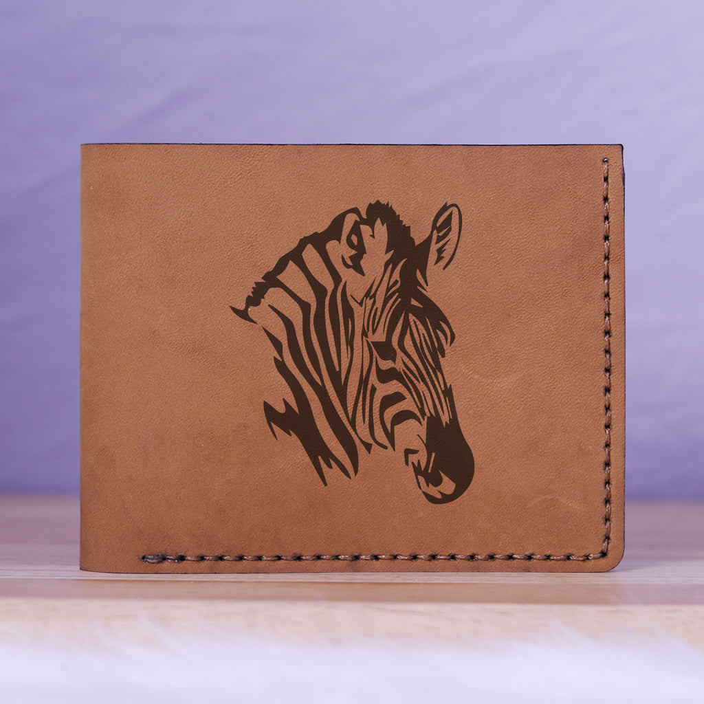 Men's Tribal Horse 2 Handmade Genuine Leather Blocking Bifold Wallet MHLT_01_BRN