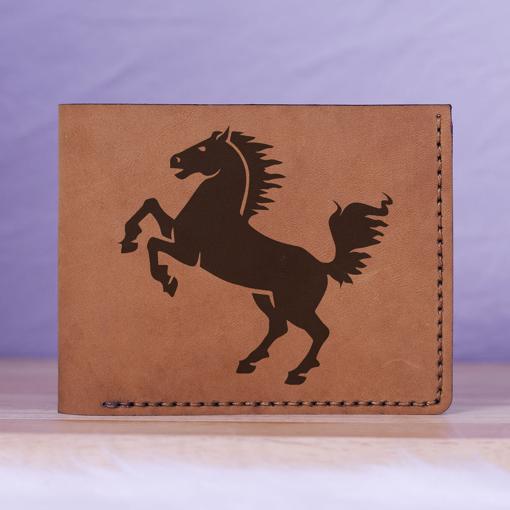 Men's Tribal Horse 2 Handmade Genuine Leather Blocking Bifold Wallet MHLT_01_BRN