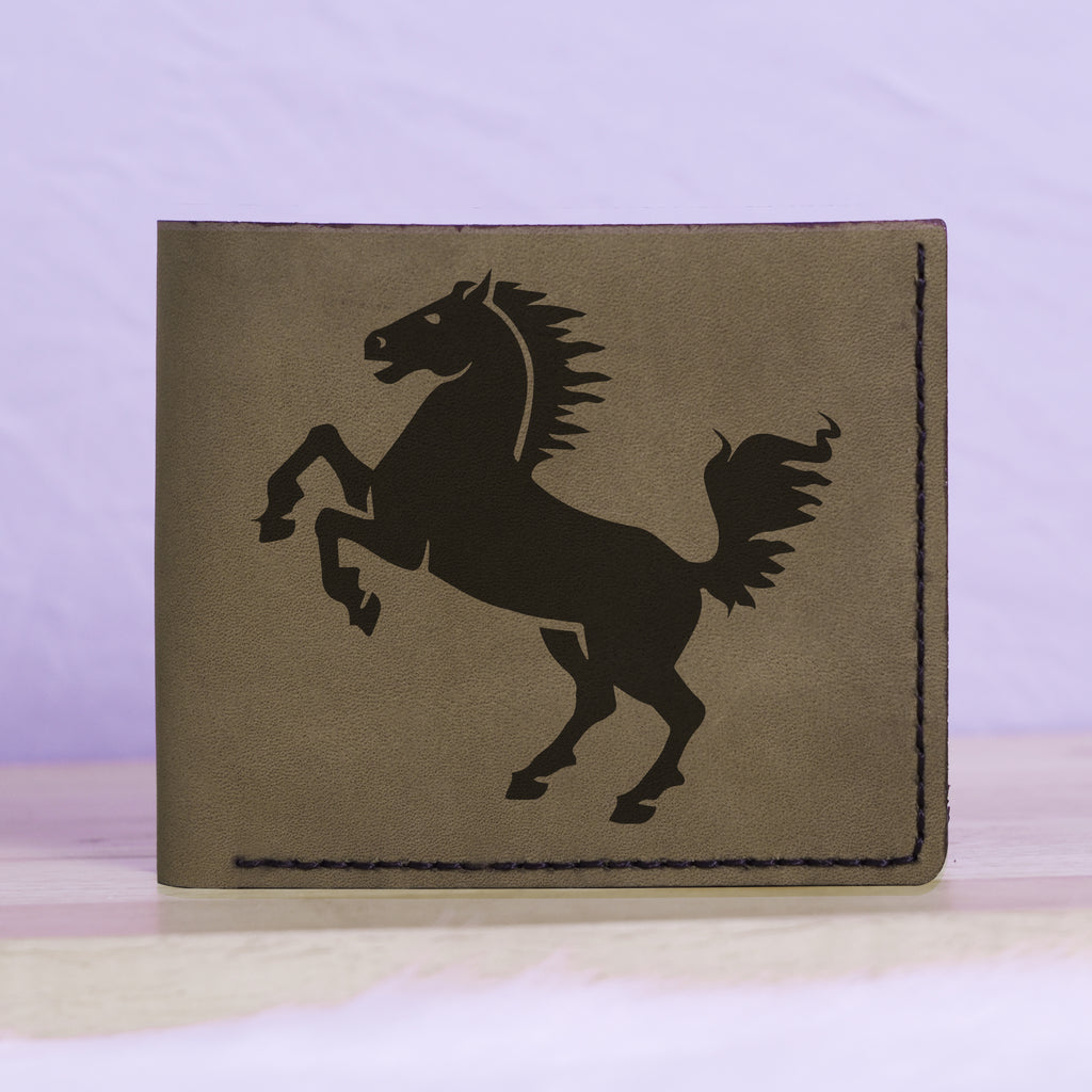 Men's Tribal Horse 2 Handmade Genuine Leather Blocking Bifold Wallet MHLT_01_GRN