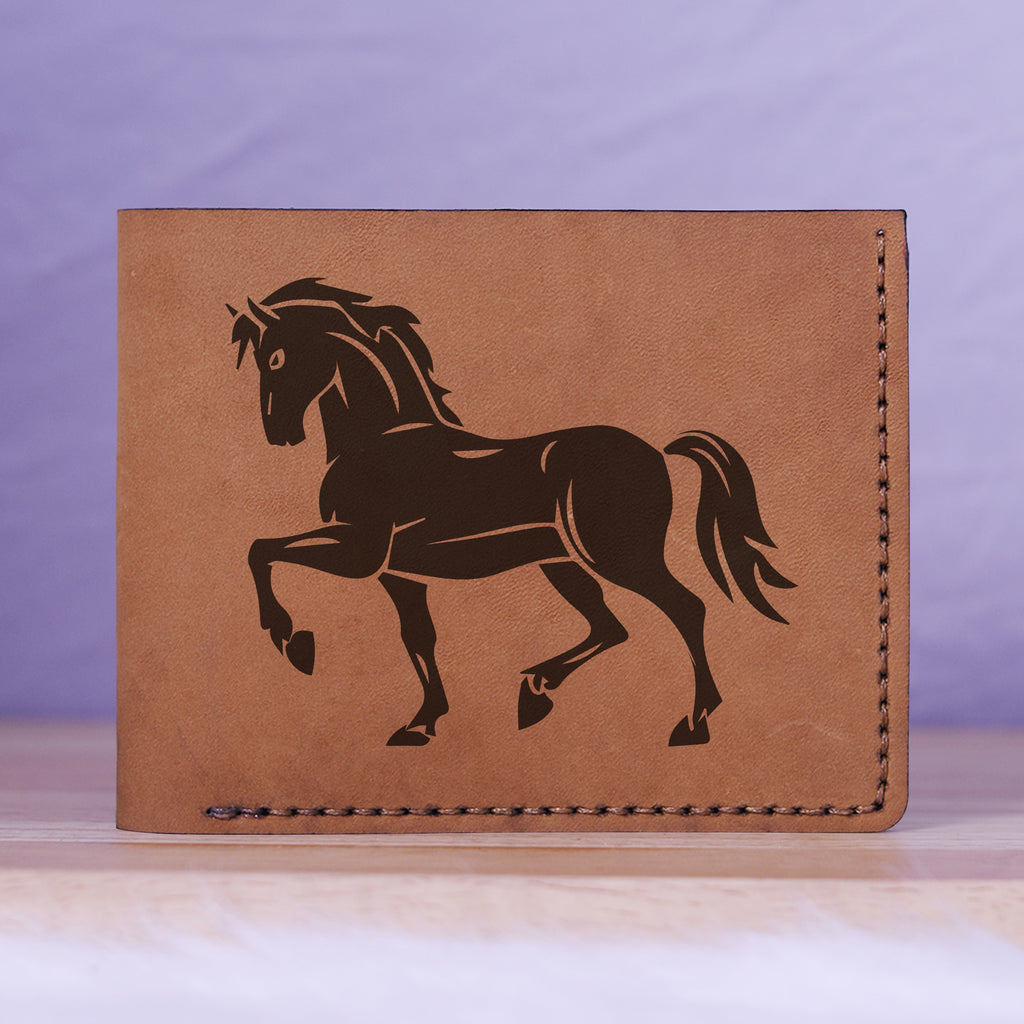 Men's Tribal Horse 2 Handmade Genuine Leather Blocking Bifold Wallet MHLT_01_BRN