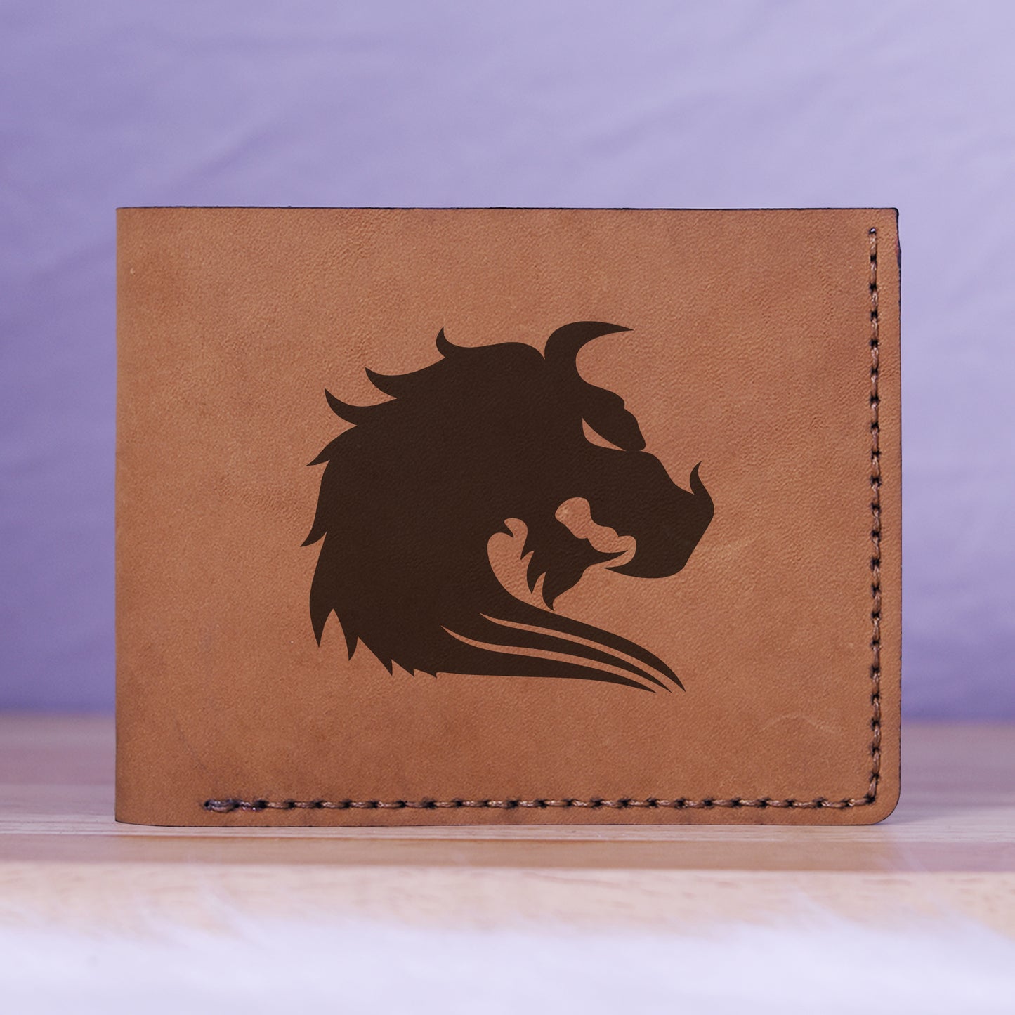 Men's Tribal Horse 2 Handmade Genuine Leather Blocking Bifold Wallet MHLT_01_BRN