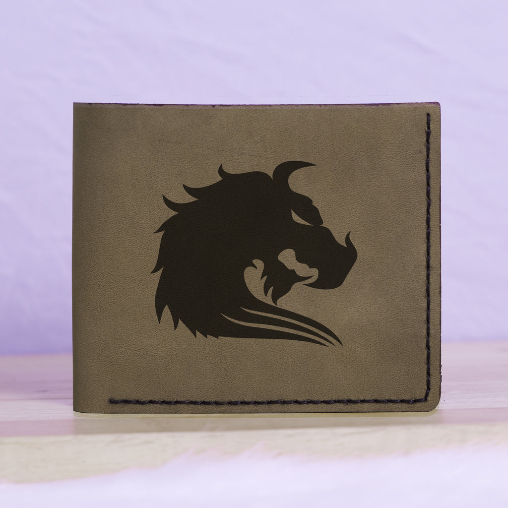 Men's Tribal Horse 2 Handmade Genuine Leather Blocking Bifold Wallet MHLT_01_GRN