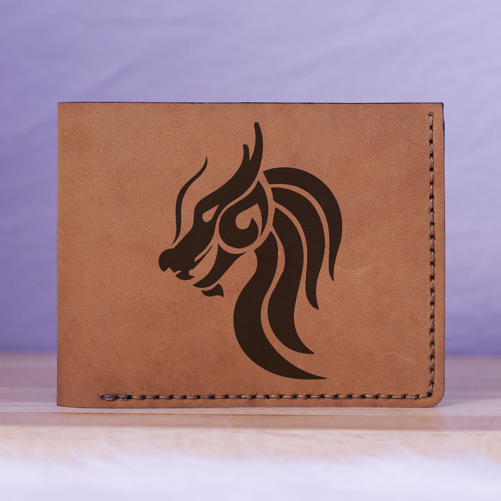 Men's Tribal Horse 2 Handmade Genuine Leather Blocking Bifold Wallet MHLT_01_BRN