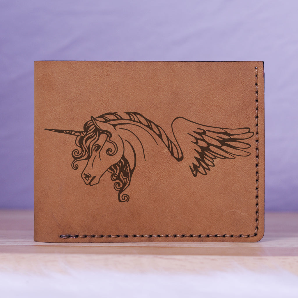 Men's Tribal Horse 2 Handmade Genuine Leather Blocking Bifold Wallet MHLT_01_BRN