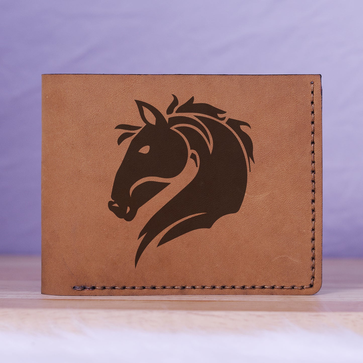 Men's Tribal Horse 2 Handmade Genuine Leather Blocking Bifold Wallet MHLT_01_BRN