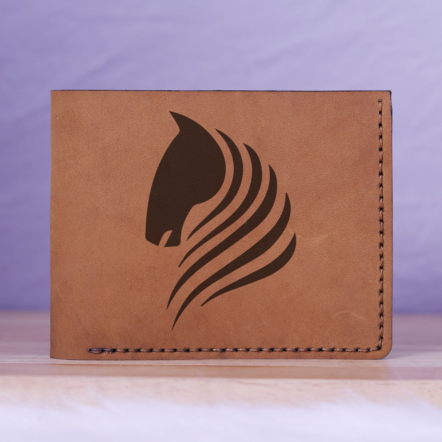 Men's Tribal Horse 2 Handmade Genuine Leather Blocking Bifold Wallet MHLT_01_BRN