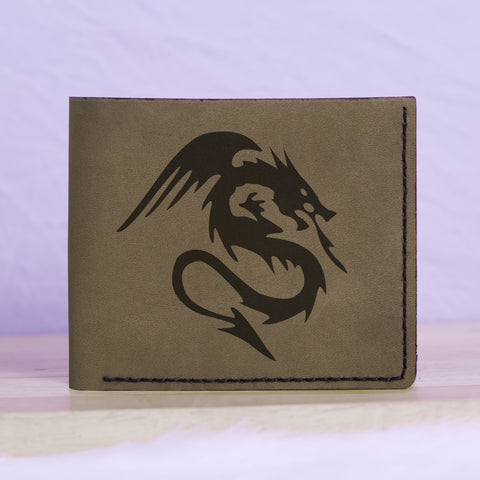 Men's Tribal Horse 2 Handmade Genuine Leather Blocking Bifold Wallet MHLT_02_BRN
