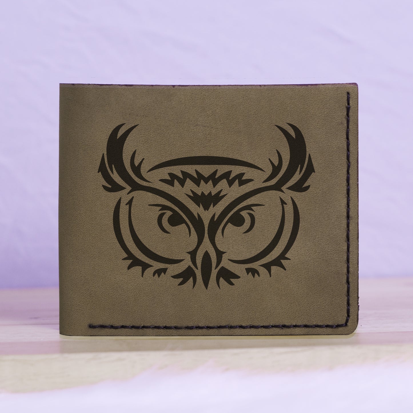 Men's Unique Owls Handmade Genuine Leather Blocking Bifold Wallet MHLT_01_GRN