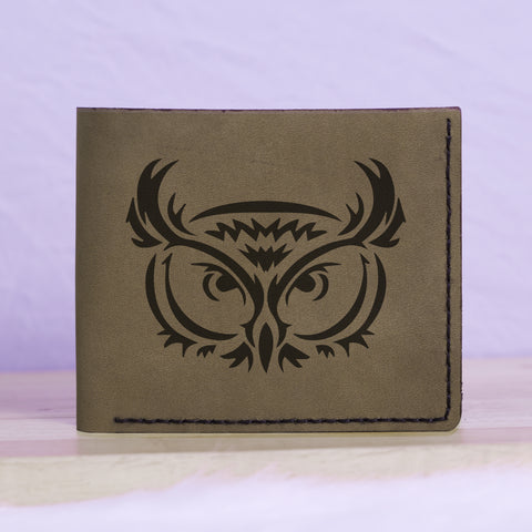 Men's Tribal Horse 2 Handmade Genuine Leather Blocking Bifold Wallet MHLT_02_BRN