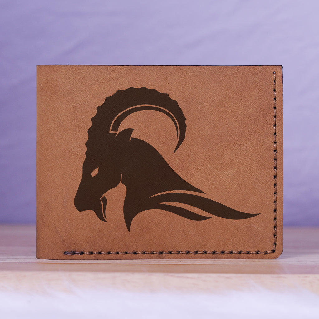 Men's Sharp Abstract Handmade Genuine Leather Blocking Bifold Wallet MHLT_01_BRN