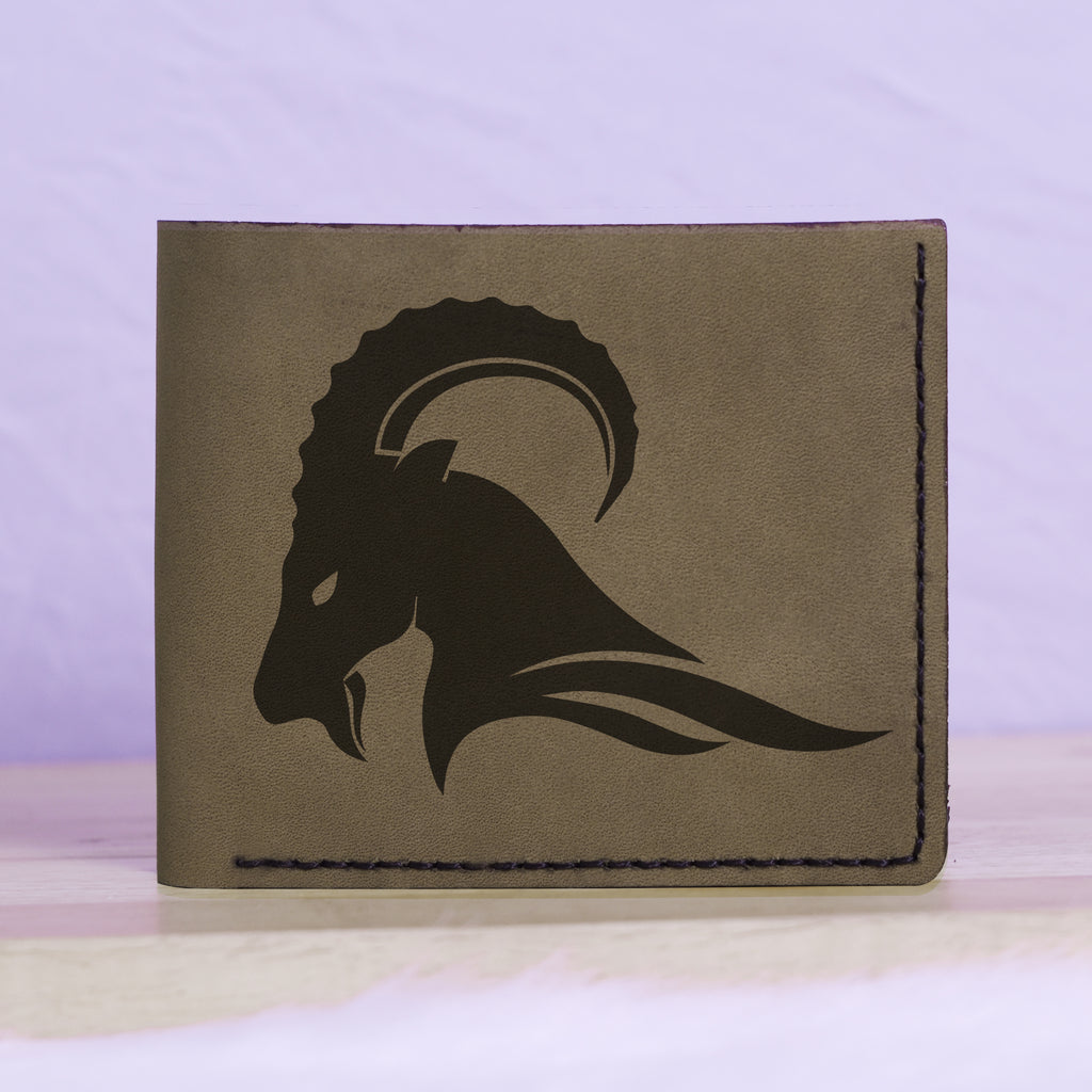 Men's Sharp Abstract Handmade Genuine Leather Blocking Bifold Wallet MHLT_01_GRN