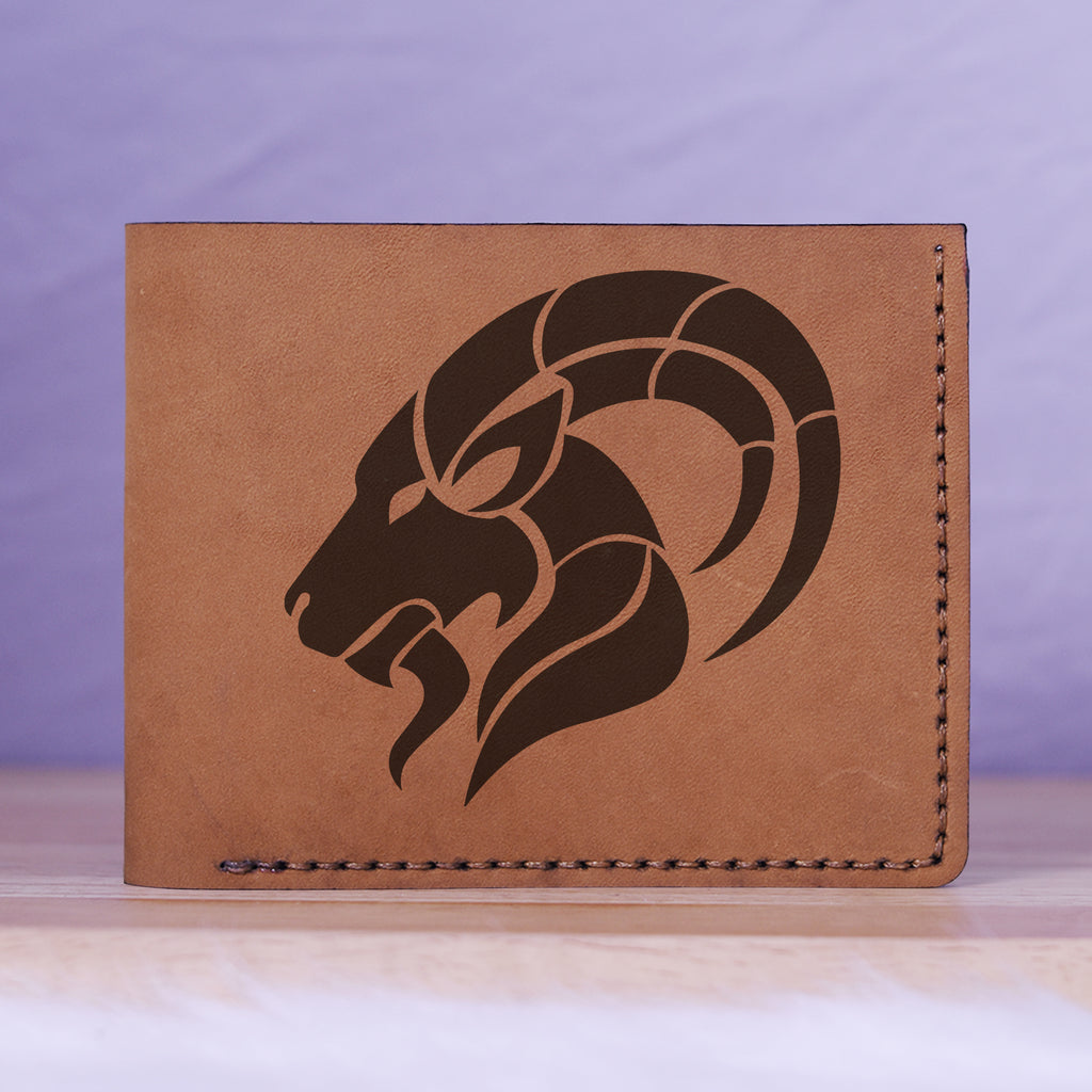 Men's Sharp Abstract Handmade Genuine Leather Blocking Bifold Wallet MHLT_01_BRN