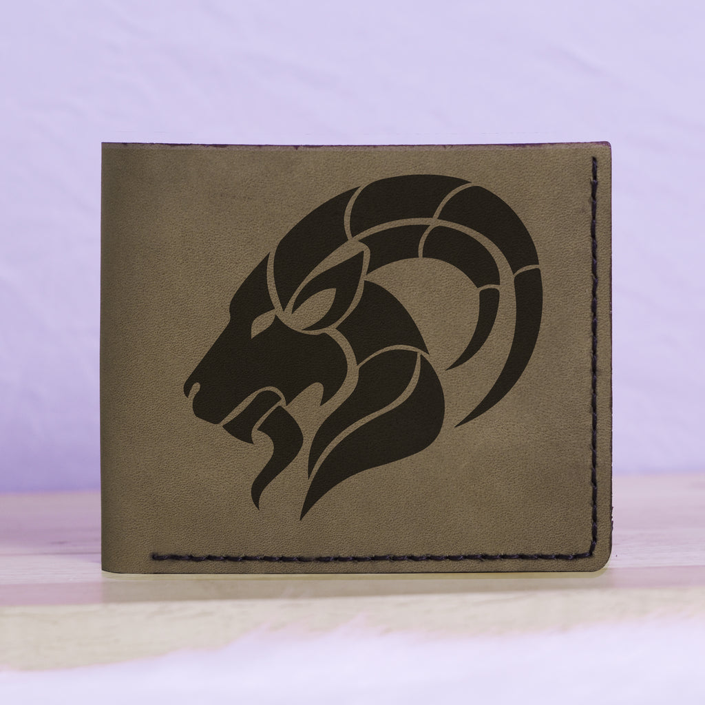 Men's Sharp Abstract Handmade Genuine Leather Blocking Bifold Wallet MHLT_01_GRN