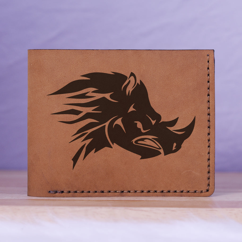 Men's Sharp Abstract Handmade Genuine Leather Blocking Bifold Wallet MHLT_01_BRN